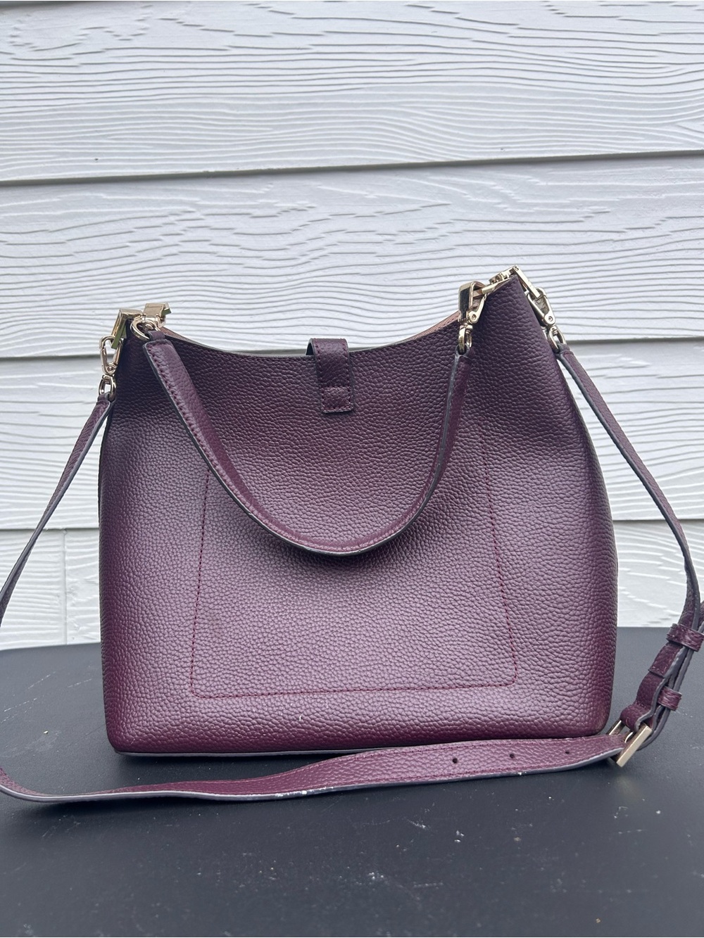 kate spade Pebbled Leather Shoulder Bag in Plum